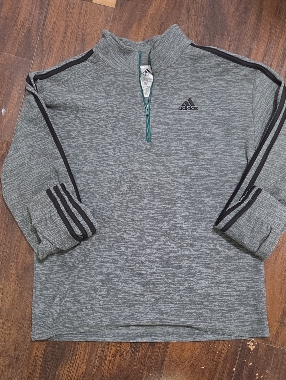 Adidas Men's Heather Gray Half-Zip quarter Zipper with Black Trim, Size L
